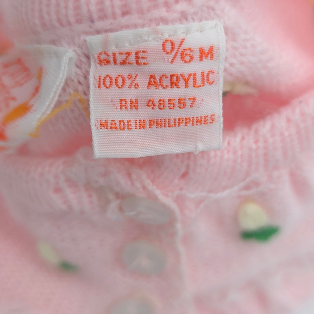 Tiny Togs Mervyn's Vintage Pink Pointelle Knit Floral Cardigan Sweater 0-6M - Picture 4 of 6